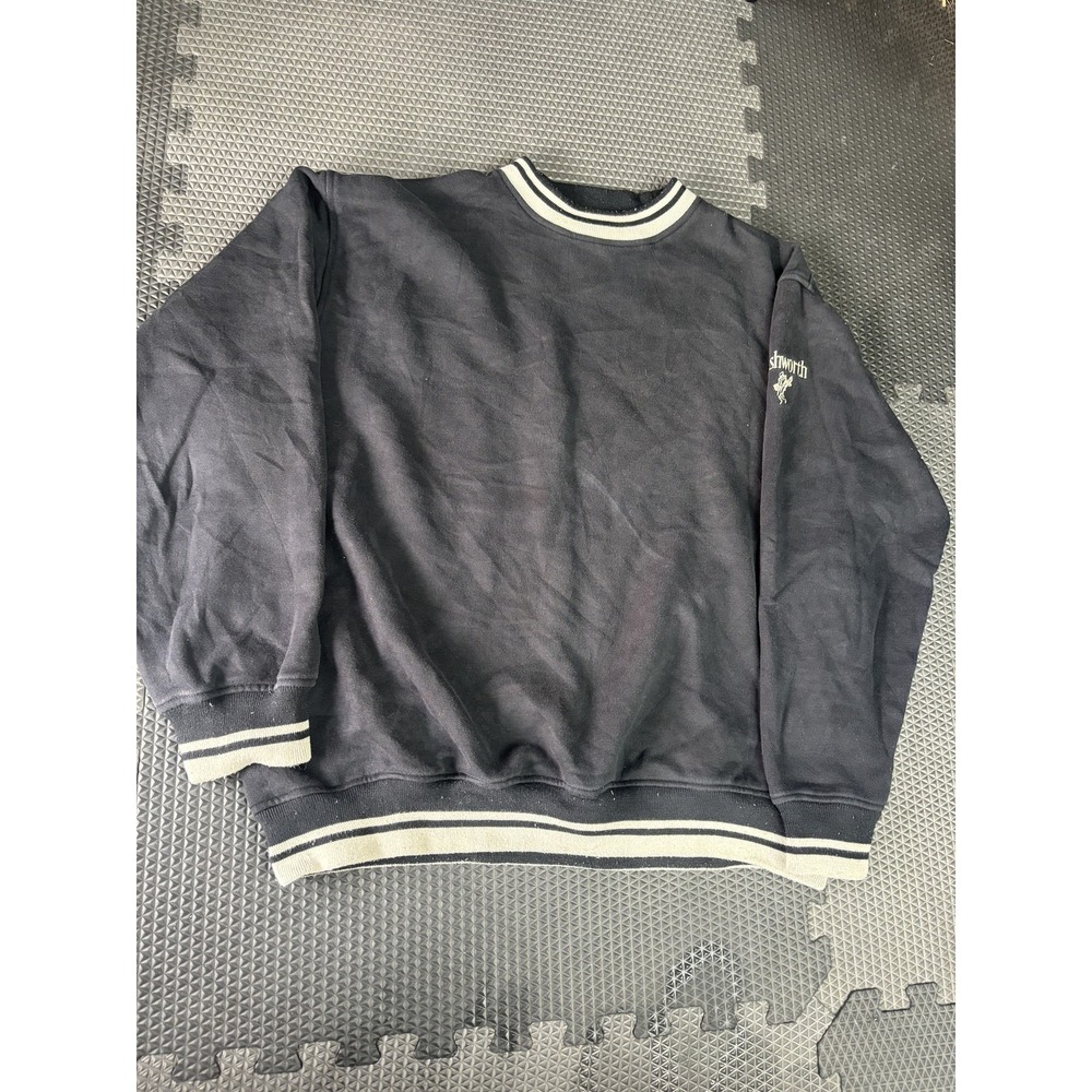 Ashworth‎ Men's L Black Crewneck Sweatshirt Pullover Striped Ribbed Trim